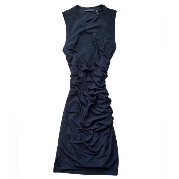 Helmut Lang Long Black Ruched Dress - Picture 1 of 3